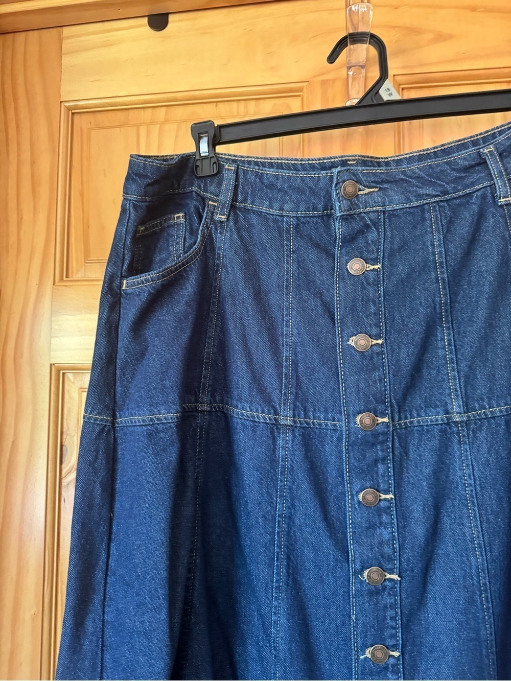 Terra & Sky Dark Blue Button-Front Denim Midi Skirt Plus size 18W - Picture 5 of 10
